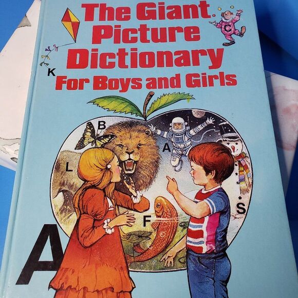 Vintage Blue The Giant Picture Dictionary For Boys & Girls Book England Pub HB - Picture 1 of 10